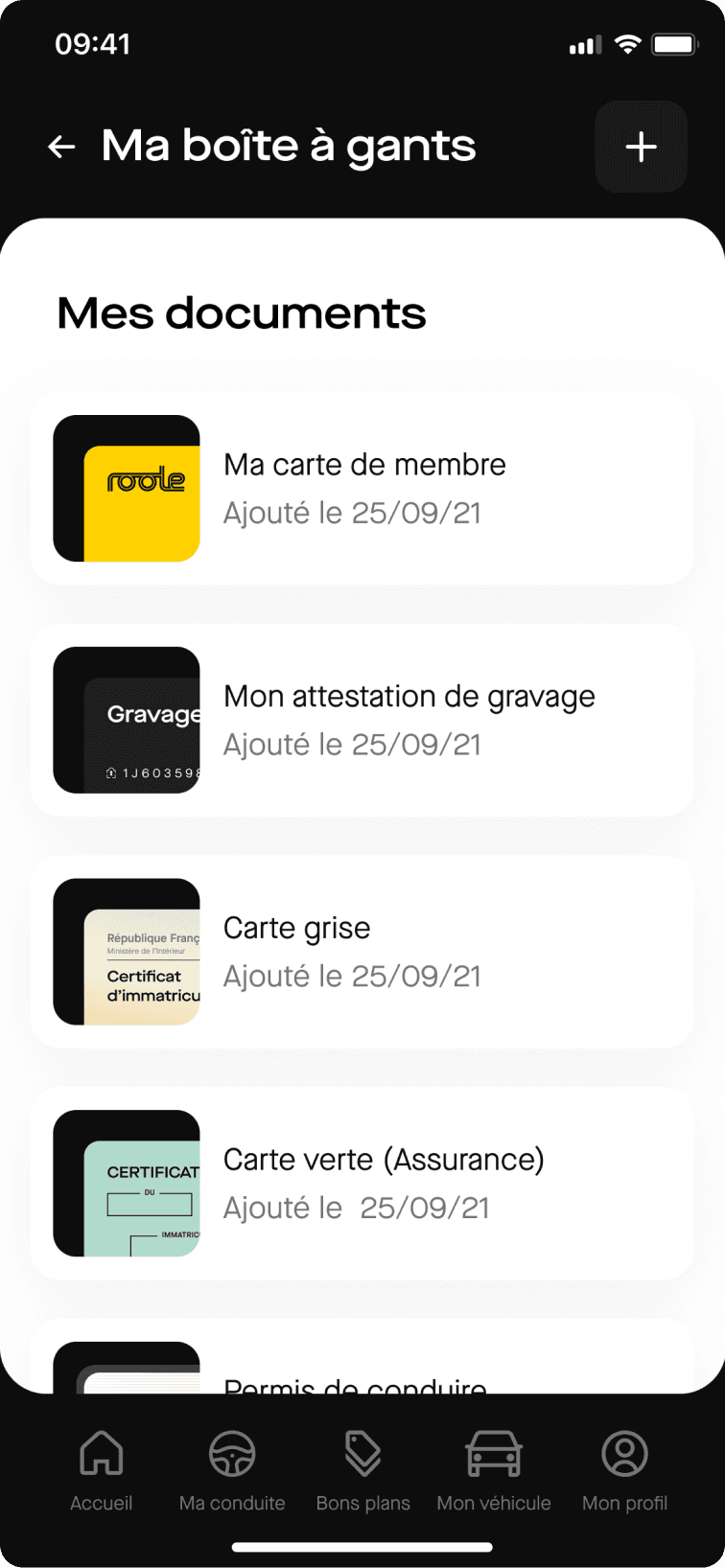 la page des services de l'appli Roole Premium